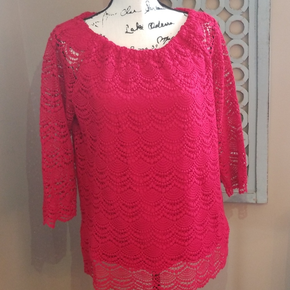 Beautiful Red Lace Talbots Top